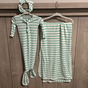 Lou Lou & Company knotted gown, headband and swaddle blanket